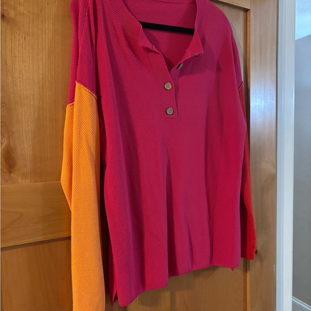 Source Unknown Red and Orange Polo Shirt